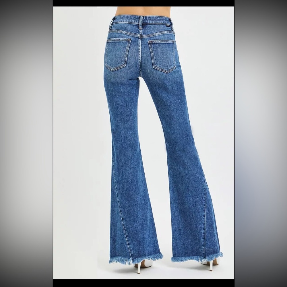 RISEN Mid Rise Flare Side Seam Detailing Jeans - Picture 4 of 6